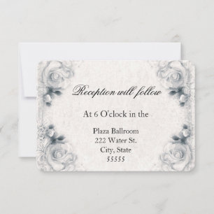 Vintage White Rose Boda Tarjeta de recepción