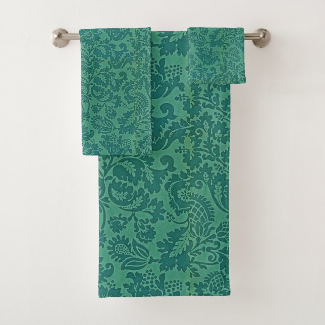 Vintage William Morris Patrón floral Verde (In situ)