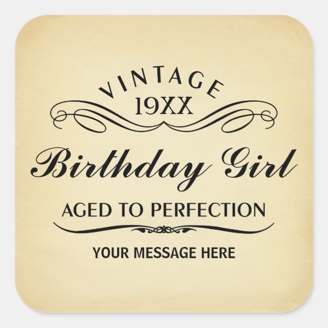 Vintage Wine Person Funny Birthday Pegatina (Anverso)