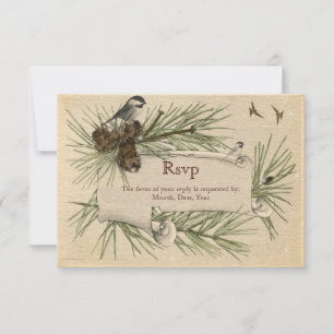 Vintage Winter Country Wedding Tarjeta RSVP