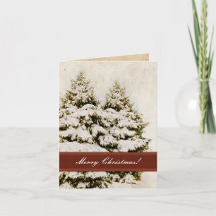Vintage Winter Evergreens Navidad Card