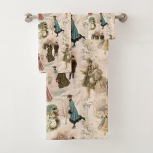 Vintage Winter Fun Snow Scenes una escena de nieve
