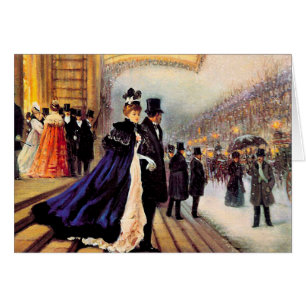 Vintage Winter Parisian Scene Navidades Card