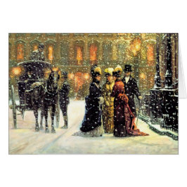 Vintage Winter Parisian Scene Navidades Card