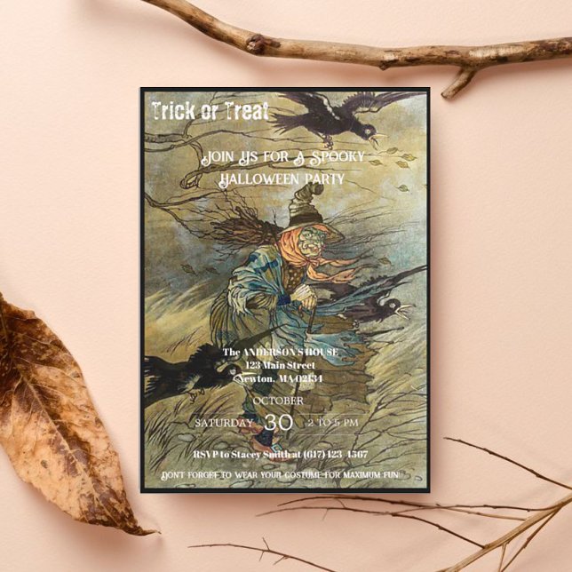 Vintage Witch Spooky Halloween Party Invitación (Subido por el creador)