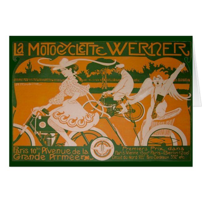 Vintage Woman Ciclismo con Cupido (Anverso (Horizontal))