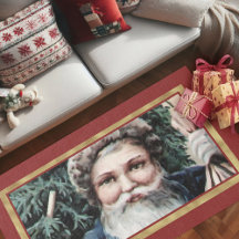 Vintage Xmas Decoración Santa Navidades Alfombra 5