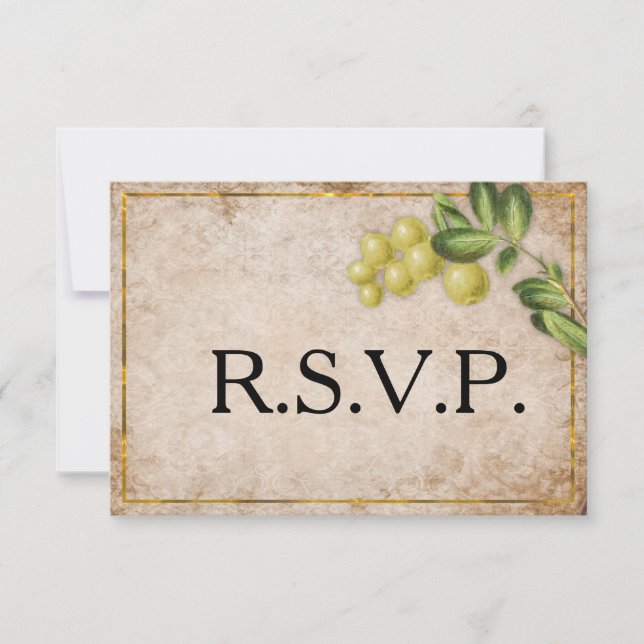 Vintage Yellow Berries Wedding RSVP (Anverso)
