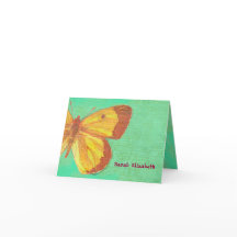 VINTAGE YELLOW BUTTERFLY Gracias Tarjeta