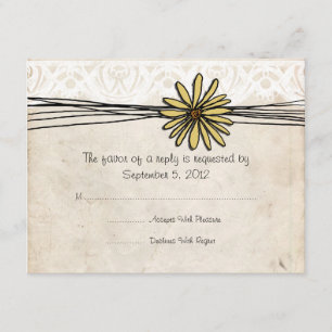 Vintage Yellow Daisy Wedding RSVP