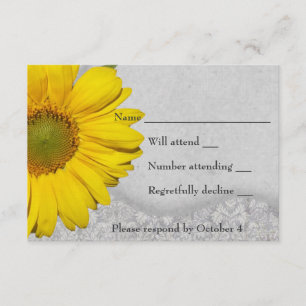 Vintage Yellow Gray Sunflower RSVP