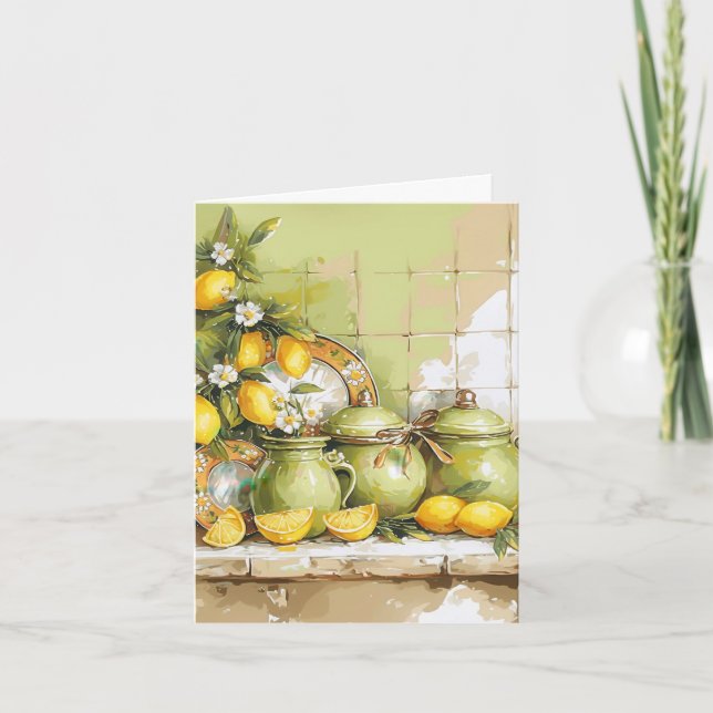 Vintage Yellow Lemon Kitchen Floral Blank (Anverso)