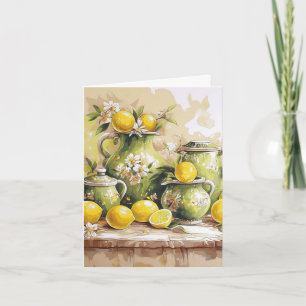 Vintage Yellow Lemon Still Life Floral Blank