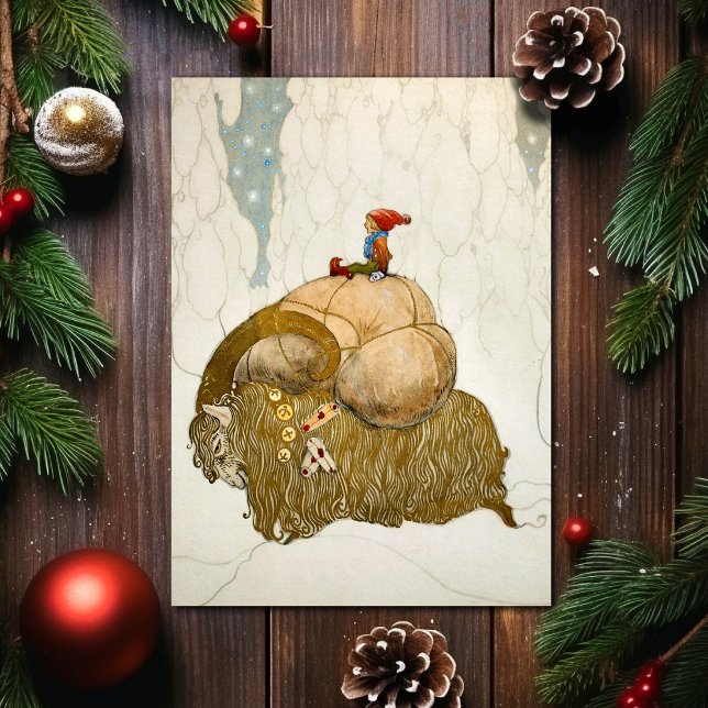 Vintage Yule Goat Art Navidad Card (Subido por el creador)