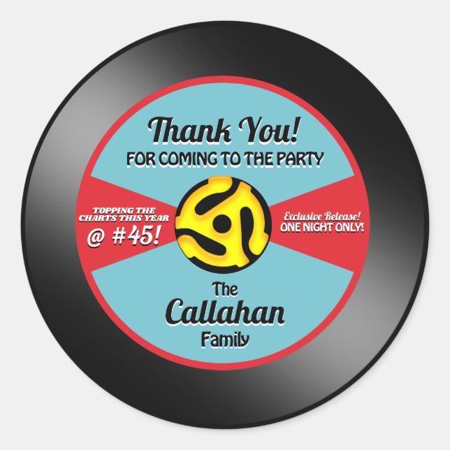 Vinyl 45 Grabación Etiqueta Fiesta de cumpleaños G (Anverso)