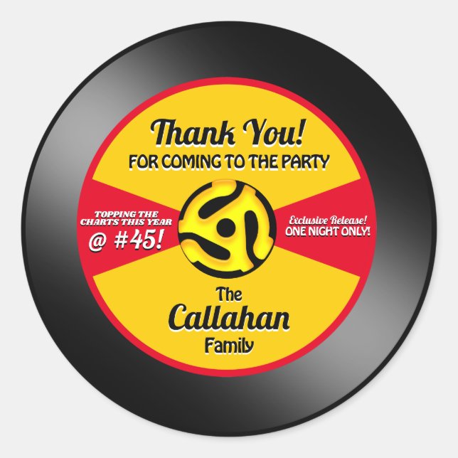 Vinyl 45 Grabación Etiqueta Fiesta de cumpleaños G (Anverso)