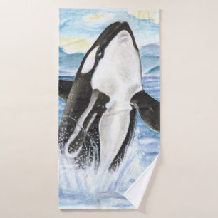 Violación de la ballena de la orca de la acuarela