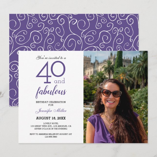 Violet 40 y fabulosa invitación a la foto del cump (Anverso / Reverso)