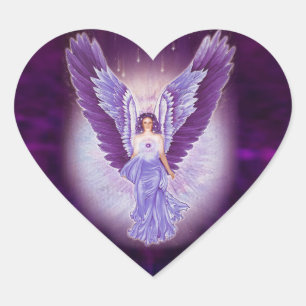 Violet Amethyst Angel Heart Pegatinas