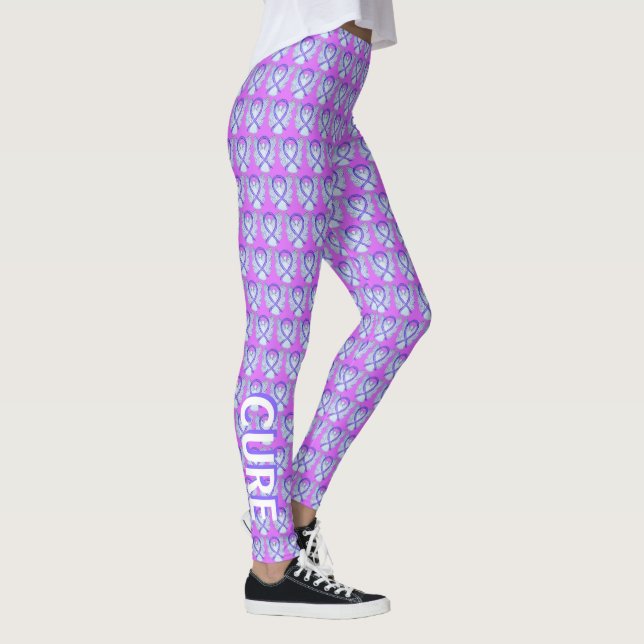 Violet Awareness Ribbon Hope & Cure Angel Leggings (Derecha)
