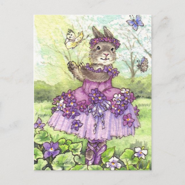 Violet Ballerina Bunny linda postal (Anverso)