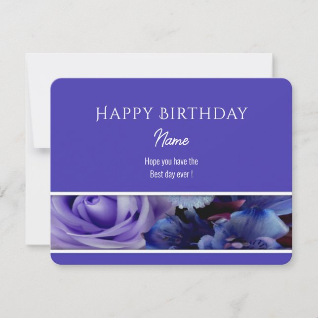 Violet Blue Rose Happy Birthday Greeting Card (Anverso)