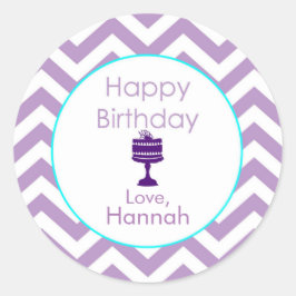 Violet Chevron Pegatinas de cumpleaños personaliza