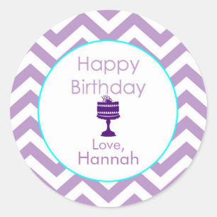 Violet Chevron Pegatinas de cumpleaños personaliza