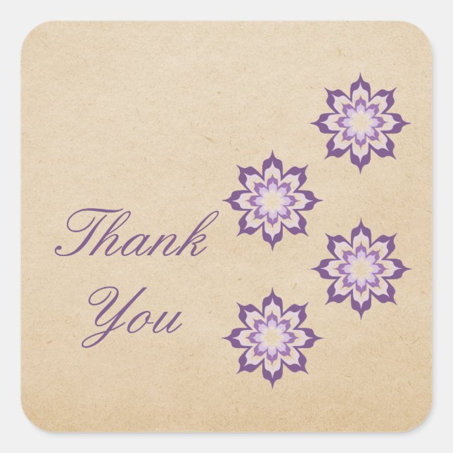 Violet Daring Floral Blooms Gracias Pegatinas (Anverso)