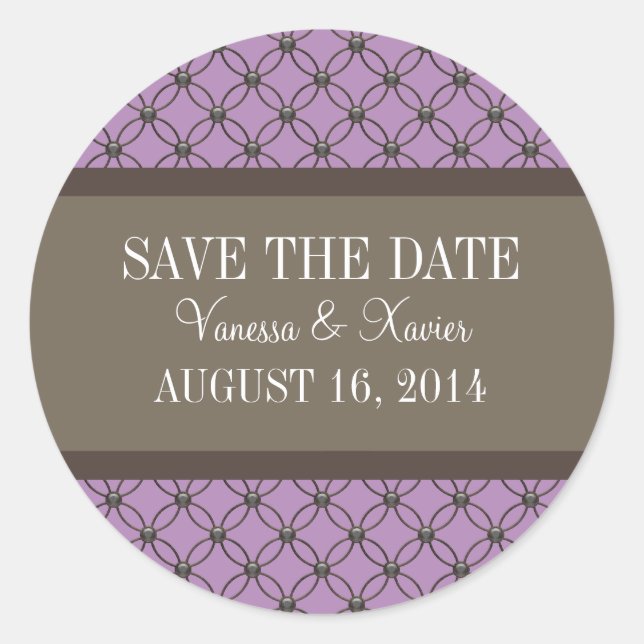 Violet Fancy Lattice Save the Date Pegatinas (Anverso)