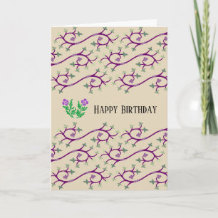 Violet & Green Vine Design Tarjeta de cumpleaños f
