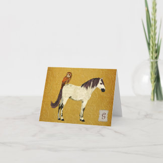 Violet Horse & Owl Monogram Notecard