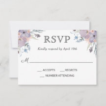 Violet Meadow Watercolor Floral Wedding RSVP
