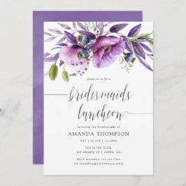 Violet Poppy Floral Bridesmaids Invitación al almu