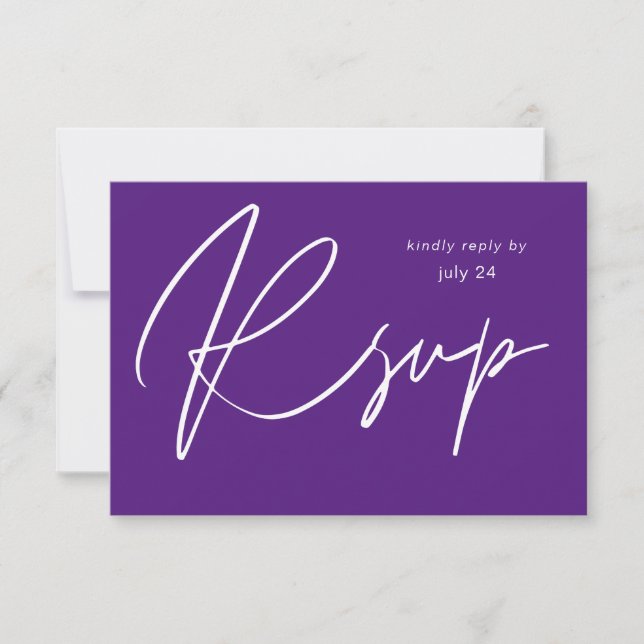 Violet Purple MOD Calligraphy w Meal RSVP Card (Anverso)