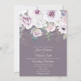 Violet Rosa Gold deja tarjeta Boda floral