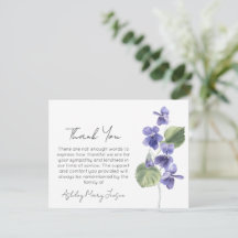 Violeta | Tarjeta de agradecimiento por funeral du
