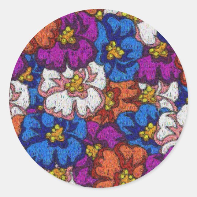 Violetas abstractas - Pegatina (Anverso)