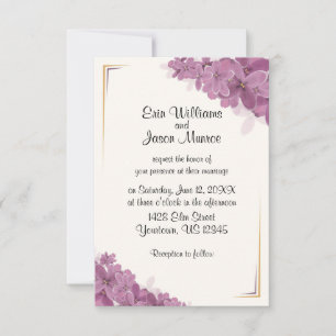 Violetas con invitación a la boda de oro