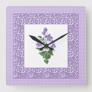 Violetas de reloj de pared de bonito Square y Chec