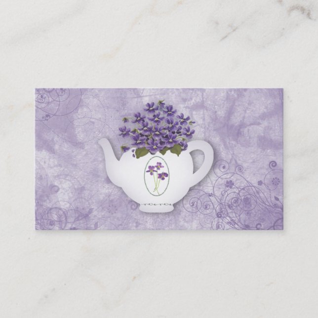 Violetas En La Tarjeta De Negocios De Teapot (Anverso)