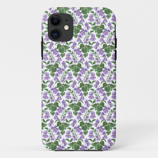 Violetas malvas en un Funda de iPhone floral blanc (Reverso)
