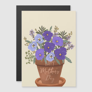 Violetas púrpuras en una maceta - Floral del Día d