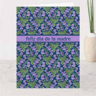 Violetas, tarjeta del día de la madre, saludo espa