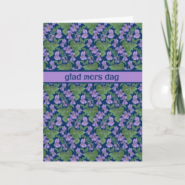 Violetas, tarjeta del día de la madre, saludo suec (Anverso)