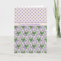 Violets, tarjeta de cumpleaños de febrero, nieta