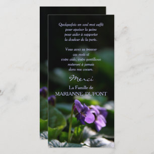 Violettes Sauvages Carte de Remerciement Deuil