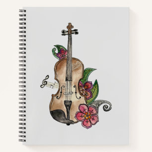 Violin con diseño de Flores en un Cuaderno / Diari