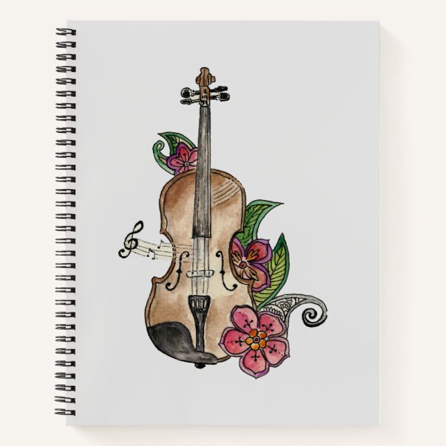 Violin con diseño de Flores en un Cuaderno / Diari (Anverso)