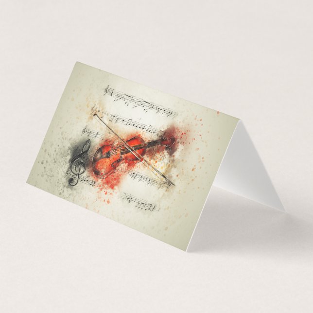Violin con Tarjeta de Música de Hoja (Anverso)